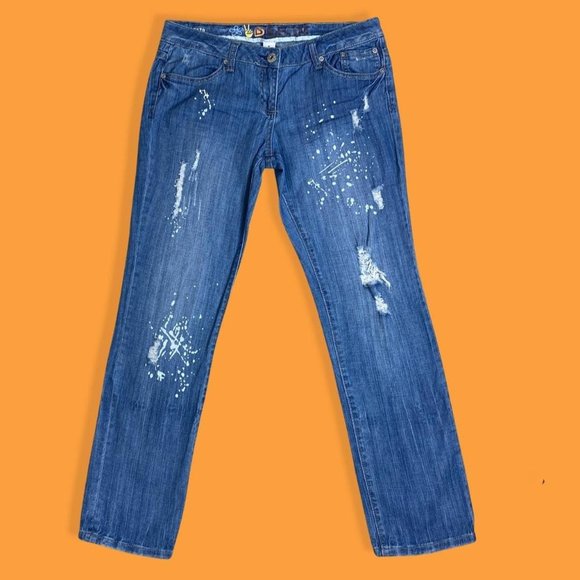 Mudd Jeans Y2k Mudd Distressed Splatter Paint Jeans Poshmark